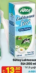 SÜTAŞ LAKTOZSUZ SÜT 200 ML indirimli fiyat SÜTAŞ LAKTOZSUZ SÜT 200 ML fiyat ve kampanya bilgisi